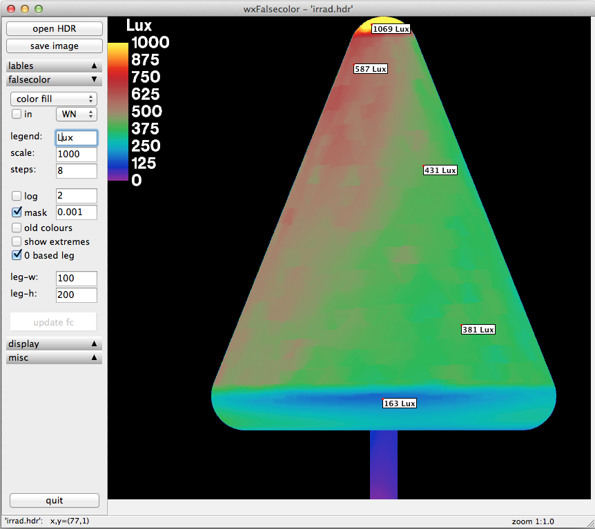 wxfalsecolor main screen