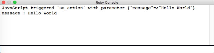 Data received in the Ruby console.